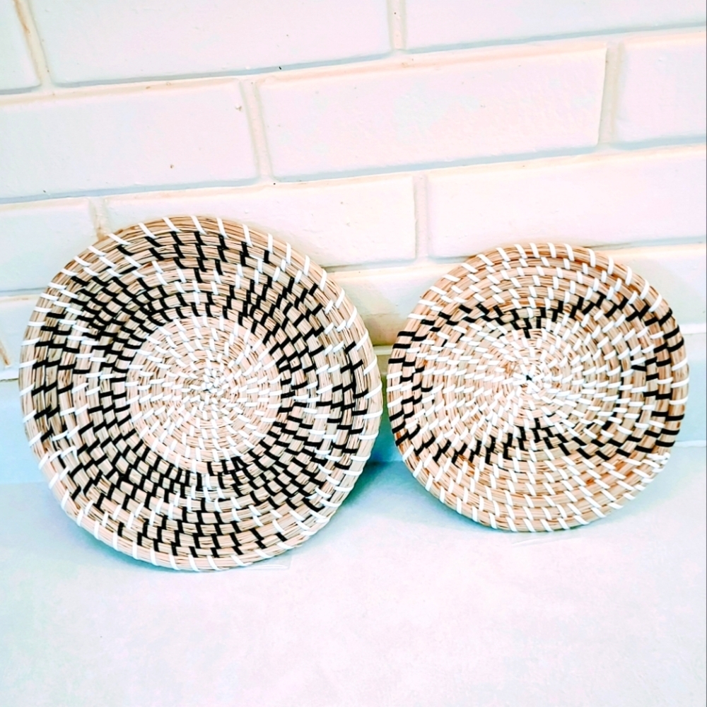 BOHEMIAN BASKET DECOR SET OF 2 DECORATIVE WOVEN HANDMADE BASKETS - Picture 5 of 6